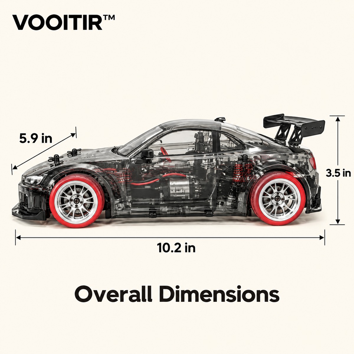 VOOITIR™ Phantom RC Drift Racer dimensions image