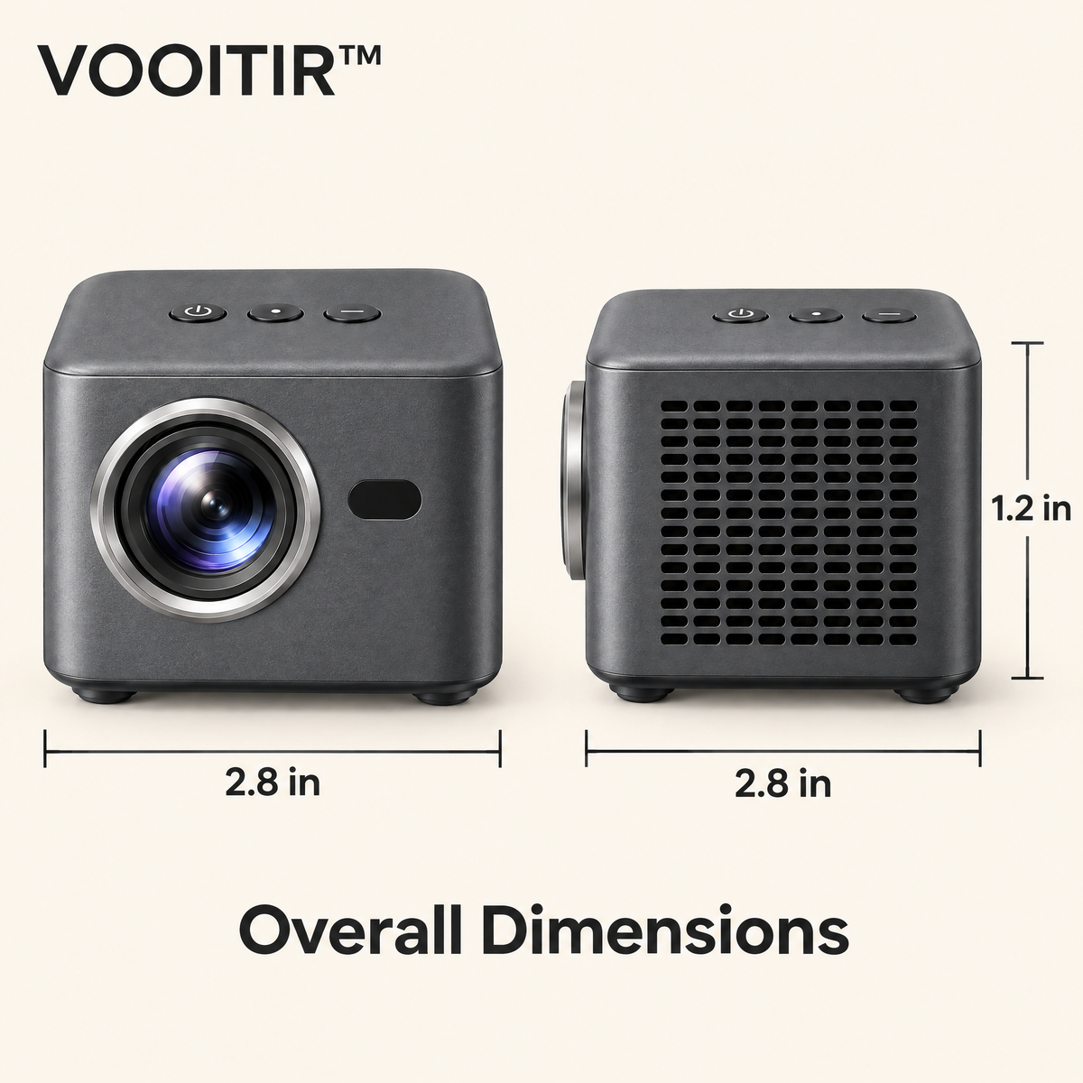 VOOITIR™ Nova Pocket Projector dimensions image