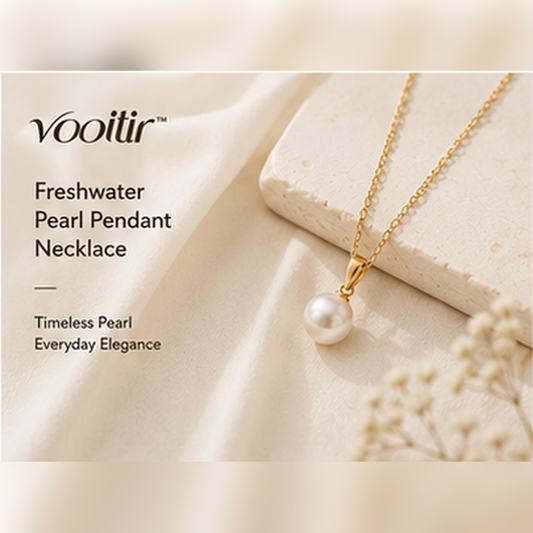 𝒗𝒐𝒐𝒊𝒕𝒊𝒓 freshwater pearl pendant necklace on a delicate gold-tone chain